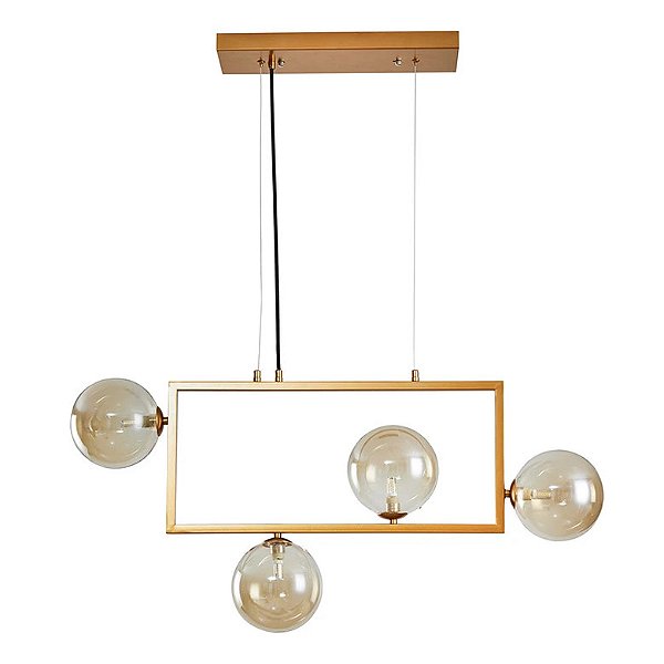 Luminaria Pendente Modular Jabuticaba G9 Dourado c\ Ambar