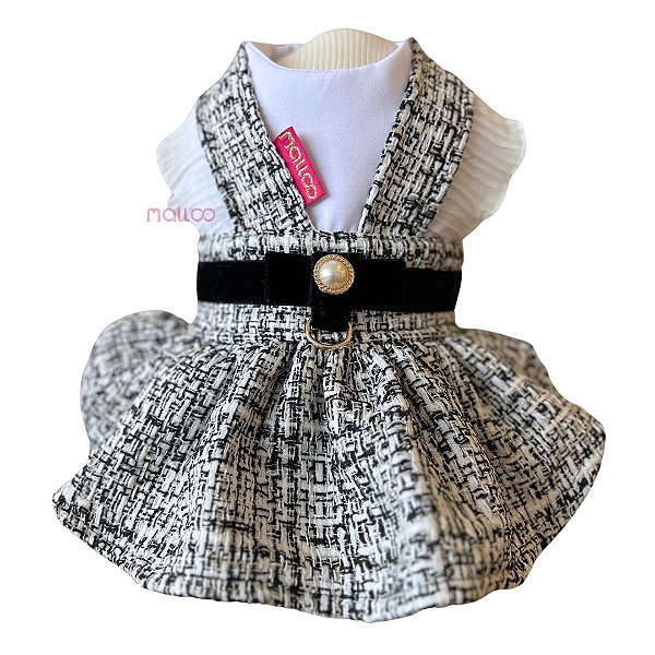 Vestido Tweed Preto e Branco