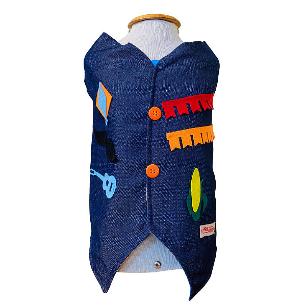 Colete Jeans Junino para Pet