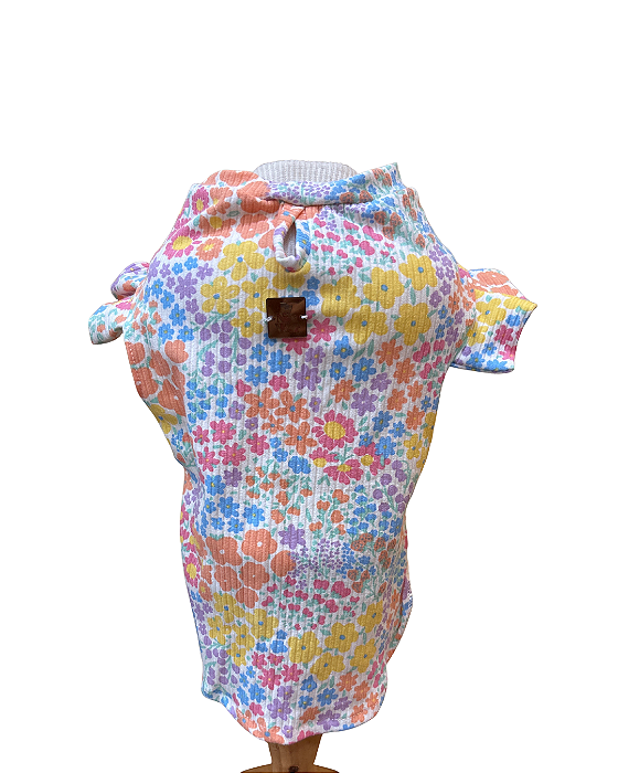 Camiseta canelada Floral com manguinha Fluflu