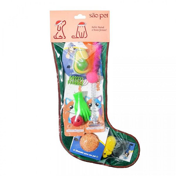 Meia de Natal Pet com Brinquedos e Petiscos
