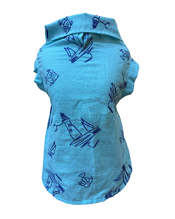 Camisa Al Mare Litoral para Pets Azul