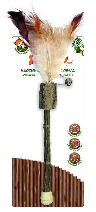 Varinha Matatabi com Pena para Gatos