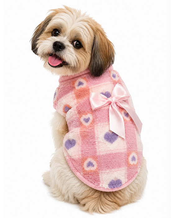 Capa Fleece Coração para Cães Malloo