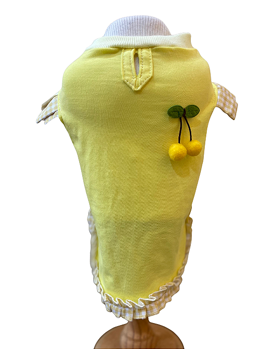 Camiseta Pet Fluflu Cherry Amarelo
