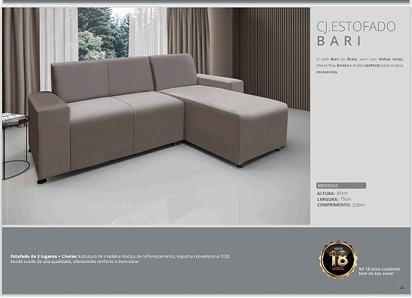 CONJ ESTOFADO BARI 2 LUG. C/CHAISE -FERRUGEM