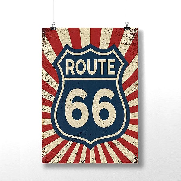 Placa da Rota 66 Decorativa - Placa Route 66 Retro