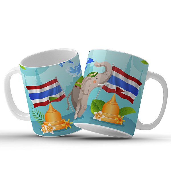 Caneca Da Tailândia Decorativa em Cerâmica 325ml