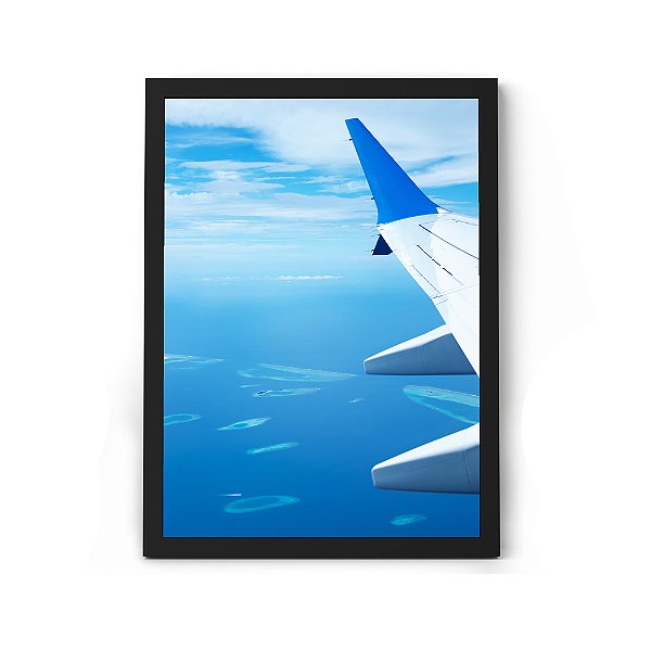 Quadro Decorativo Asa de Avião Decoração de Viagem