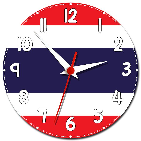 Relógio de Parede Decorativo Bandeira da Tailândia - Relógio da Tailândia