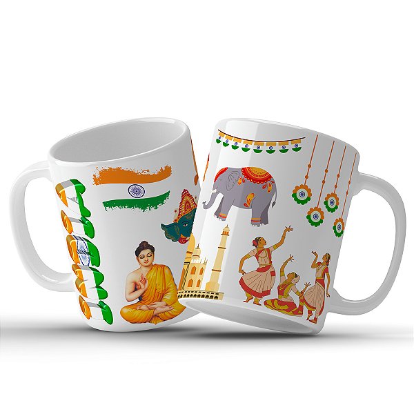 Caneca Decorativa Da Índia - Caneca com Pontos turísticos Da Índia