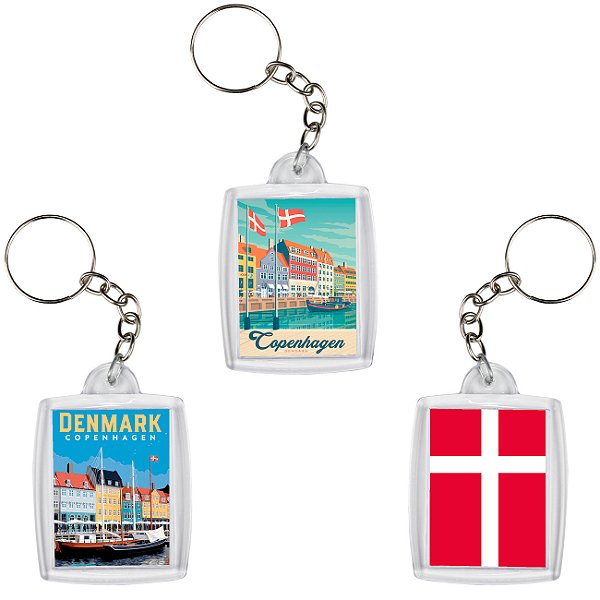 Chaveiro Decorativo Da Copenhague Dinamarca Souvenir 6x4cm