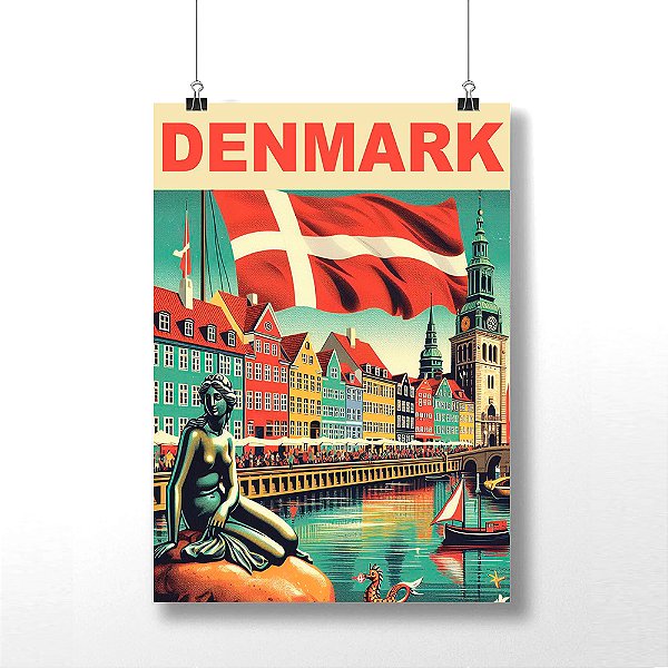 Placa Decorativa Da Dinamarca Com Tema de Viagem