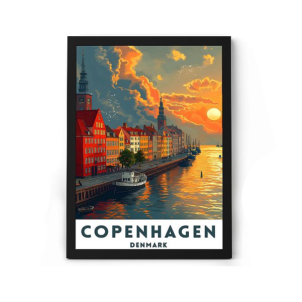 Quadro Decorativo Com Tema de Viagem da Dinamarca Copenhagen