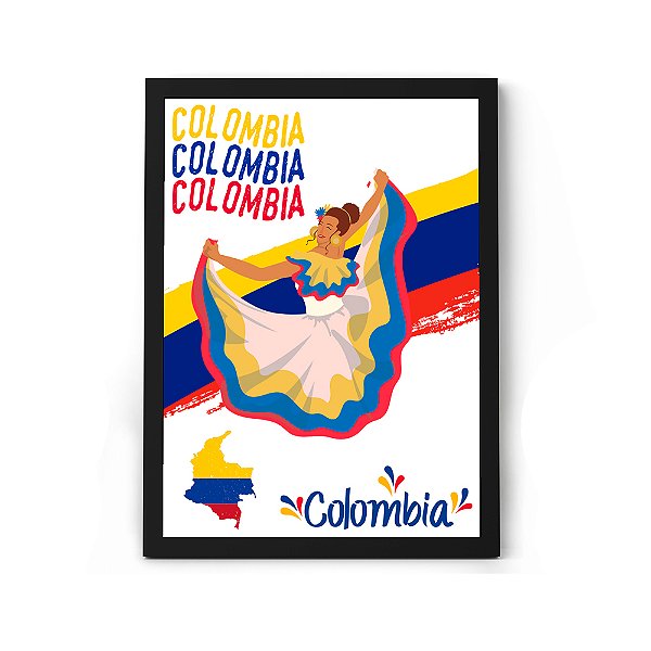 Quadro Decorativo Com Tema de Viagem da Colômbia Bogotá e Cartagena