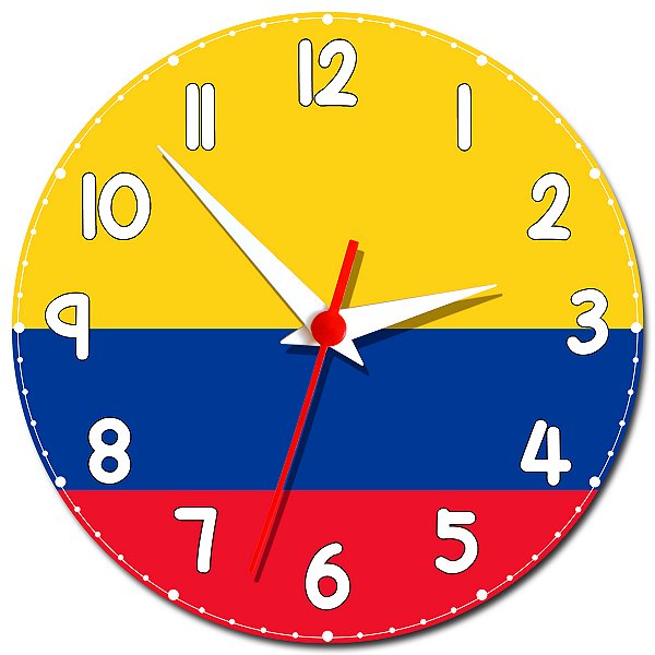 Relógio de Parede Decorativo Bandeira da Colômbia - Relógio da Colômbia