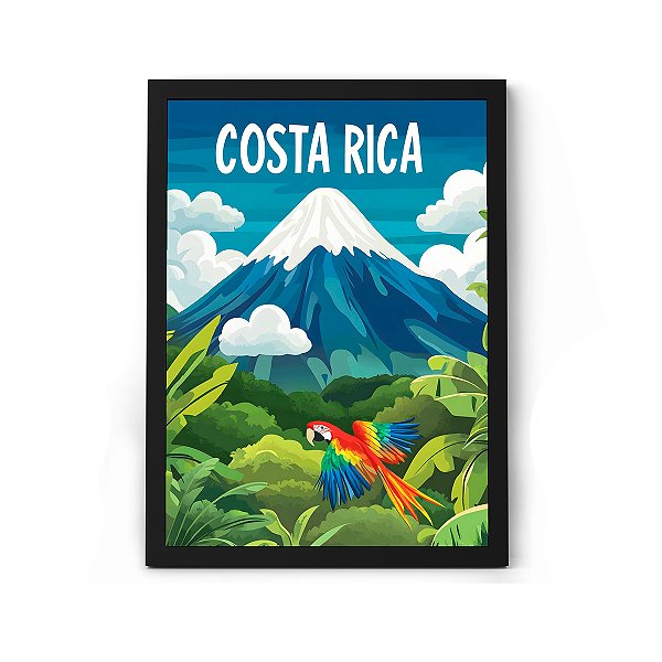 Quadro Decorativo da Costa Rica Paisagem Tropical Para Sala ou Quarto Com Moldura