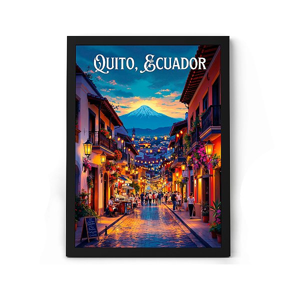 Quadro Decorativo Quito Equador Paisagem Cidade Sala Com Moldura
