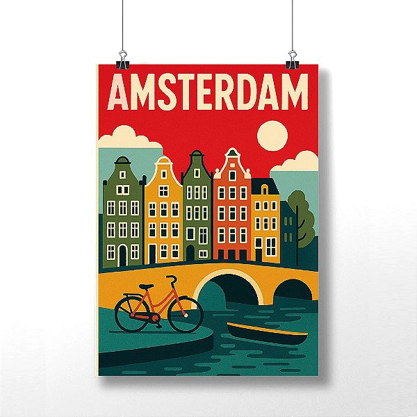 Placa Decorativa Da Holanda Amsterdam Poster Retro