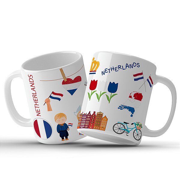 Caneca Decorativa da Holanda – Caneca de lembrança de viagem, Souvenir da Holanda