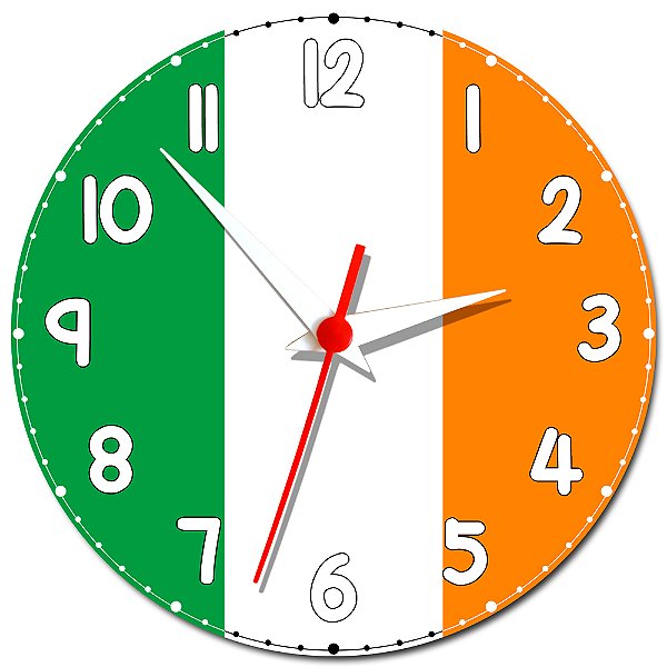 Relógio de Parede Decorativo Bandeira Da Irlanda - Relógio da Irlanda