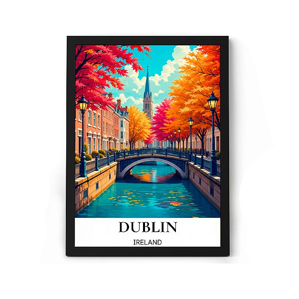 Quadro Decorativo Ponto Turístico Da Irlanda Dublin Para Sala ou Quarto Com Moldura
