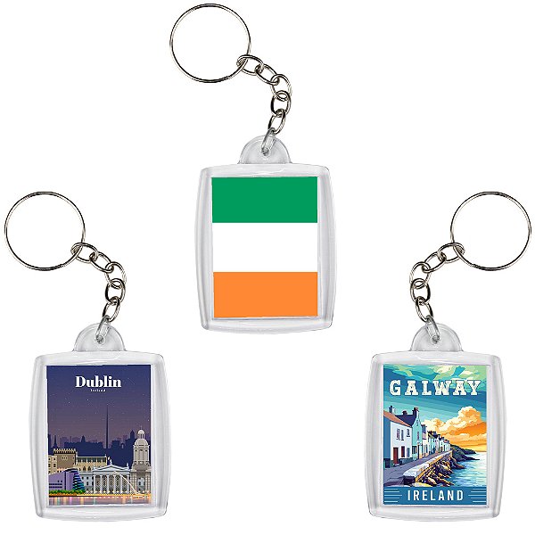 Chaveiro Decorativo Pontos Turísticos da Irlanda Dublin Souvenir 6x4cm