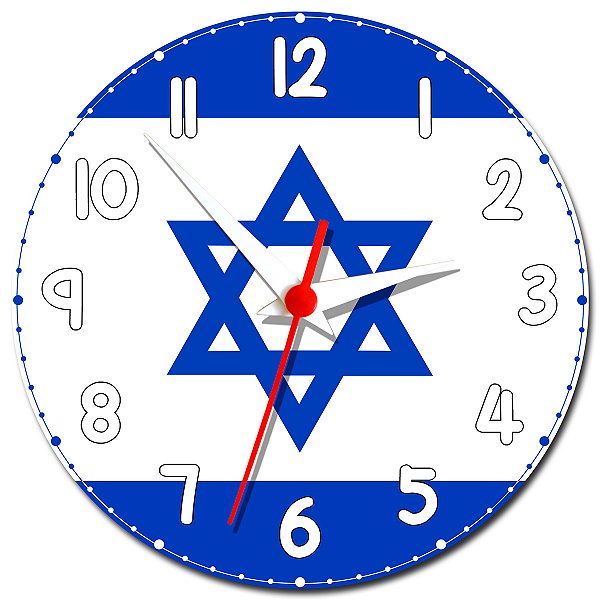 Relógio de Parede Decorativo Bandeira De Israel - Relógio da Israel