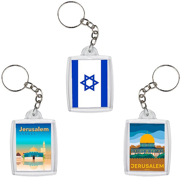 Chaveiro Decorativo Pontos Turísticos de Israel Souvenir 6x4cm