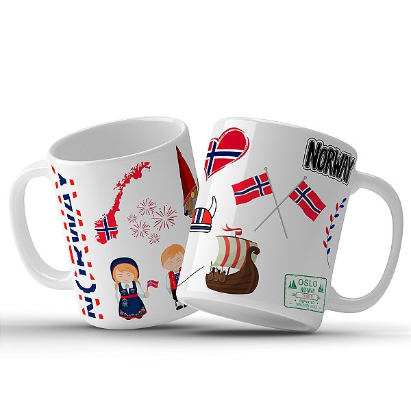 Caneca Decorativa da Noruega Fiorde de Geirangerfjord Souvenir