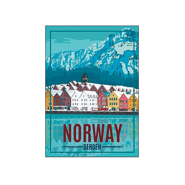 Imã de Geladeira Pontos Turístico da Noruega Bergen Souvenir