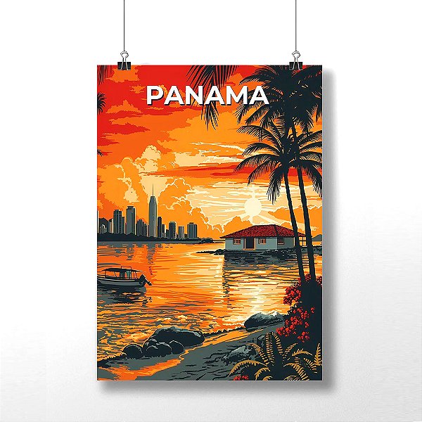 Placa Decorativa Pontos Turísticos do Panamá em MDF