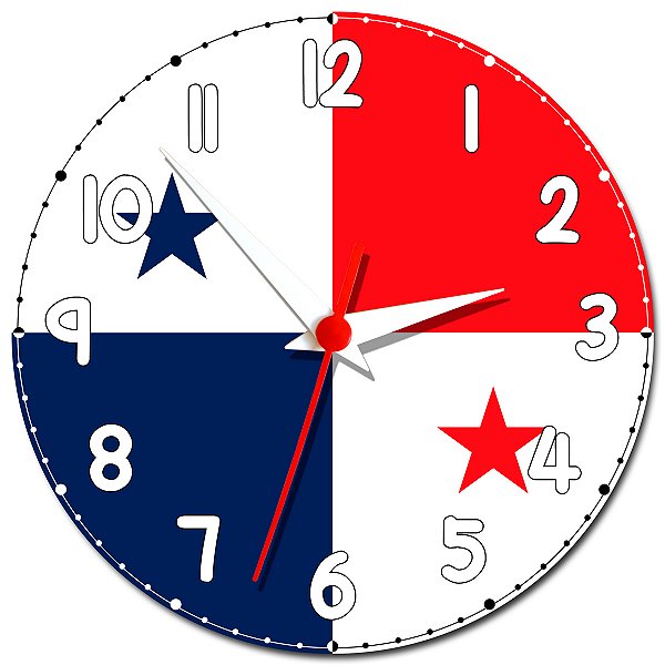 Relógio de Parede Decorativo Bandeira Do Panamá - Relógio Temático do Panamá