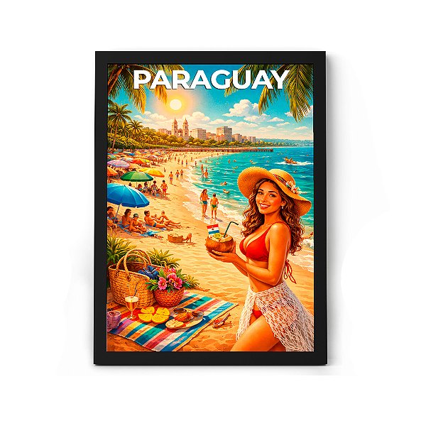 Quadro Decorativo Ponto Turístico Do Paraguai Para Sala ou Quarto Com Moldura