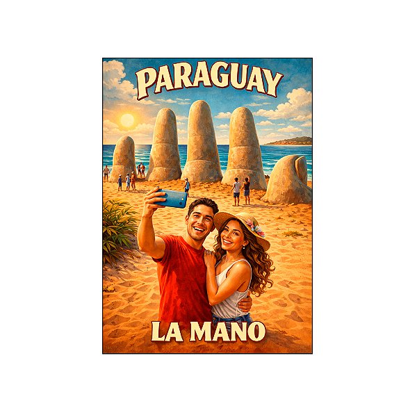Imã de Geladeira Pontos Turístico do Paraguai La Mano Souvenir de Viagem