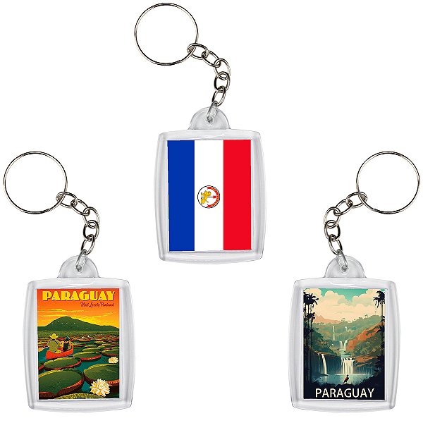 Chaveiro Decorativo Pontos Turísticos do Paraguai Souvenir 6x4cm