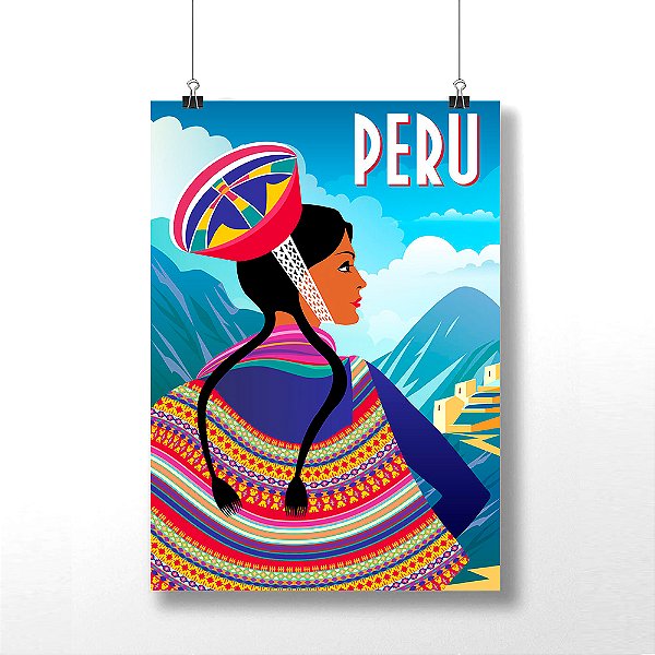 Placa Decorativa Pontos Turísticos do Peru em MDF