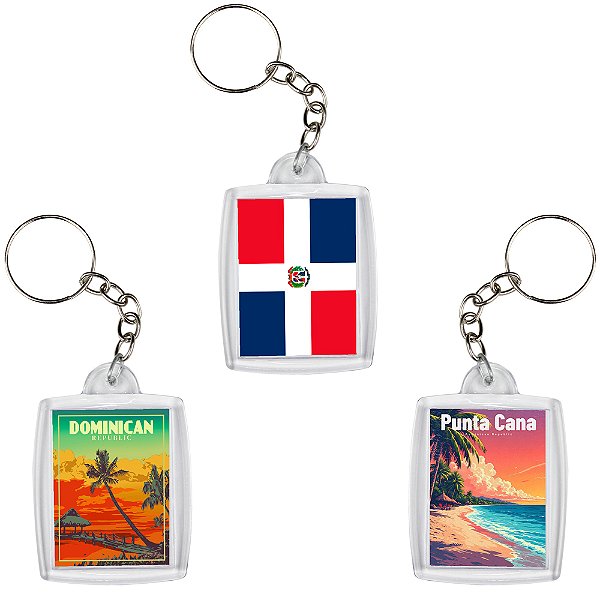 Chaveiro Decorativo Pontos Turísticos da República Dominicana Souvenir 6x4cm