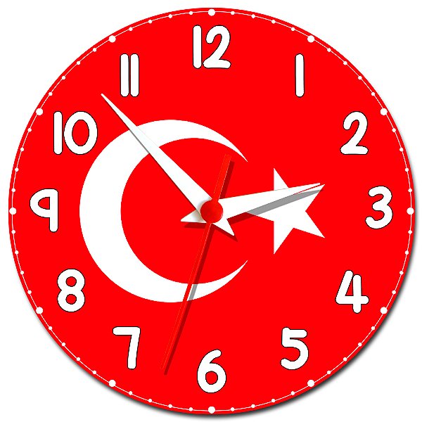 Relógio de Parede Decorativo Bandeira Da Turquia - Relógio Temático da Turquia