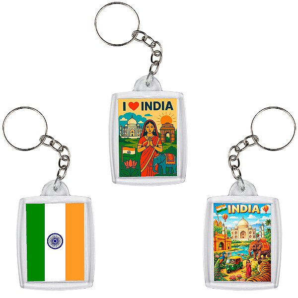 Chaveiro Decorativo Pontos Turísticos da Índia Souvenir 6x4cm