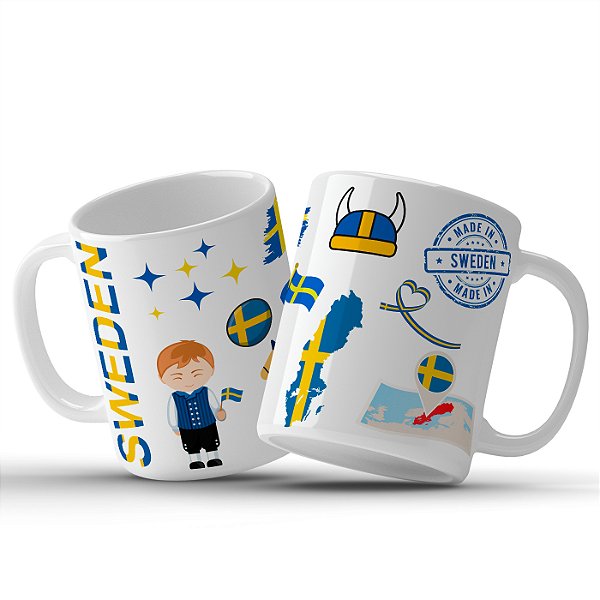 Caneca Da Suécia Gamla Stan Estocolmo Lembrança Decorativa 325ml