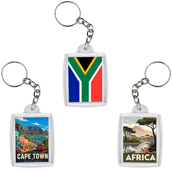 Chaveiro Decorativo Pontos Turísticos da África Do Sul Souvenir 6x4cm
