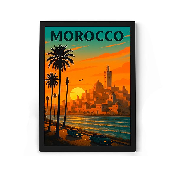 Quadro Decorativo Ponto Turístico De Marrocos Para Sala ou Quarto Com Moldura