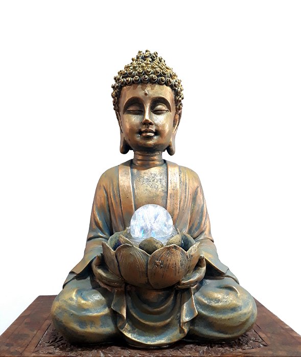 Fonte de Água Decorativa - Buda com Bola de Cristal