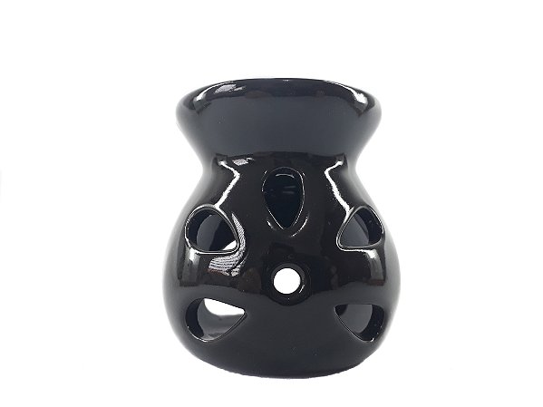 Aromatizador em Cerâmica Flores - Preto