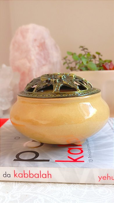 Turíbulo Incensário de Porcelana Amarelo