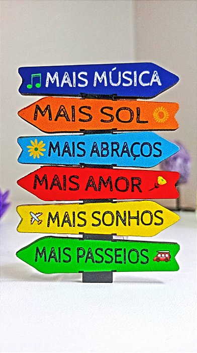 Imã placa decorativa mais música, sol, abraços e amor