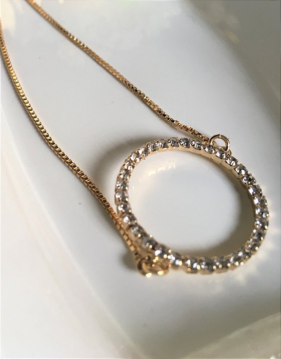 Colar Aro Strass - Folheado  a ouro 18k
