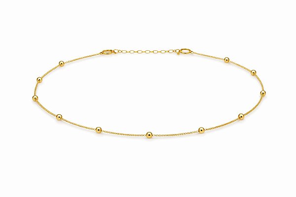 Choker com extensor de bolinhas Semijoia Banhada a Ouro 18k
