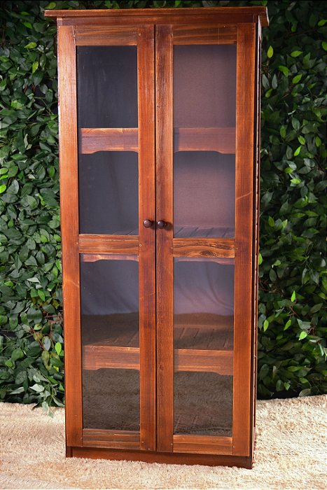 4888 cristaleira rústica com portas vidro